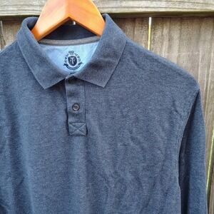 Roundtree Yorke Polo Shirt Men Medium Heathered Blue Long Sleeve Preppy Classic